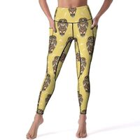 High Waisted Leggings for Women, Indian Style Owl Soft Yoga Pants Workout Leggings with Pockets Blac