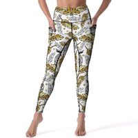 High Waisted Leggings for Women, Feathered Owl Print Soft Yoga Pants Workout Leggings with Pockets B