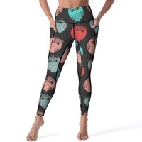 High Waisted Leggings for Women, Chubby Cute Owls Soft Yoga Pants Workout Leggings with Pockets Blac