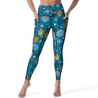 High Waisted Leggings for Women, Owls and Trees Soft Yoga Pants Workout Leggings with Pockets Black