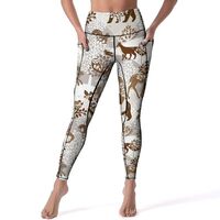 High Waisted Leggings for Women, Deer Bear Fox Owl Rabbit Bird Tree Soft Yoga Pants Workout Leggings