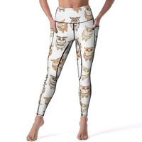 High Waisted Leggings for Women, Simple Cute Owls Soft Yoga Pants Workout Leggings with Pockets Blac