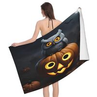 Halloween Owl Ghost Pumpkin 1 Print Bath Towel 52 X 32 in,Larger & Lighter, Super Soft and Highl