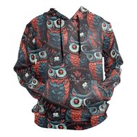 ALAZA Blue Red Owl Men&rsquo;s Hoodie Sweatshirt Casual Long Sleeves Soft Pullover with Pocket