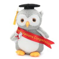 WEIGEDU Plush Owl Stuffed Animal with Graduation Doctoral Tam Velvet Gold Bullion Tassel Diploma for