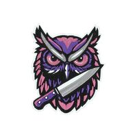 Pink owl with a Knife, Iron On/Sew On Patch Applique, Punk Embroidery Patch for Clothing Jeans Jacke