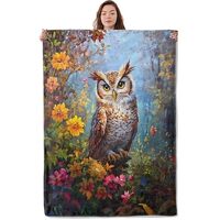 UNDAHIS Owl & Floral Blanket, Soft Cozy Warm Throw Blanket Gifts for Adults Kids Women, Lightwei