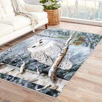 ZDABAOEC Snowy Owl Rug, 4x6 Rug, Winter Theme Rugs for Bedroom Living Room, Animal Owl Design Area R