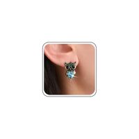 Allereyae Boho Sapphire Owl Earrings Blue Crystal Owl Stud Earrings Gold Bird Stud Earring Cz Bird E