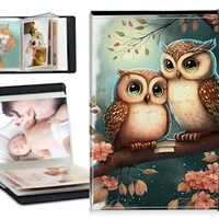 Small Photo Album 4x6 Shows 120 Photos, Cute owls PU Leather Mini Picture Binder Albums Photo Books 