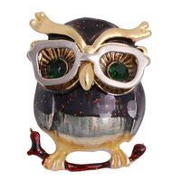 Enamel Owl Bird Brooch Pin for Women Girls Fashion Red Green Animal Brooches Lapel Pins Cute Dress A
