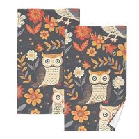ALAZA Owl Flower Boho Hand Towels for Bathroom Set of 2 Soft 100 Percent Cotton Towel Kitchen Towels