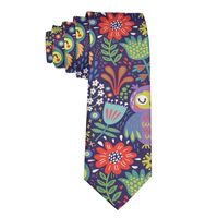 MZERSE Skinny Men's Neck Tie Casual Suit Uniform Compatible with Owls Pattern Flower Ties for W