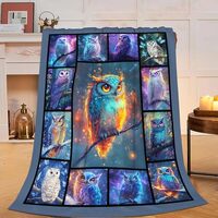 Cute Owl Blanket Colorful Owl Fleece Throw Blanket Fuzzy Plush Super Soft Cozy Warm Modern Owl Decor