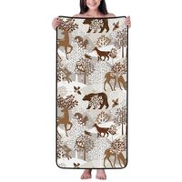 Cotton Bath Towels for Bathroom - Deer Bear Fox Owl Rabbit Bird Tree Microfiber Towels for Body Bath