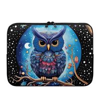 TSOVTHRID Blue Owl Moon Print Laptop Sleeves, 17 Inch Computer Carrying Case Pouch Compatible with N