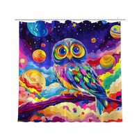 NGZ Shower Curtain Colorful Owl Shower Curtain for Bathroom Set - Oil Painting Fabric Waterproof Sho