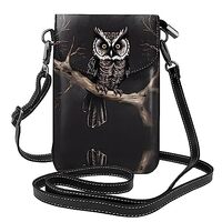 Late Night Owl Leather Cell Phone Purse, Lightweight Crossbody Cell Phone Bag, Travel Bag with Credi