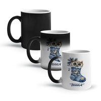 Personalized Name Owl Coffee Mug, Gift For Christmas, Owl In Festive Stocking Cup, Customized Owl He