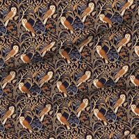 Spoonflower Fabric - Renaissance Forest Medieval Owls Botanical Woodland Floral Historical Printed o