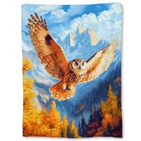 Ti Caldi Owl with Spread Wings Blanket, Soft Cozy Flannel Throw Blanket for Adults Kids Men Women, L