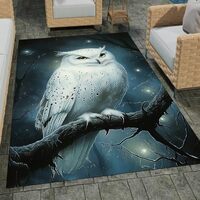 OMEOH Custom Owl Rug - Owl Area Rug for Living Room, Bedroom, Kitchen - White, X-Small (2' x 3&
