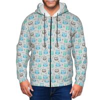 Xiso Ver Owl Mens Hooded Pullover Zipper Hoodeds Sweatshirts with Pocket