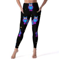 High Waisted Leggings for Women Soft Yoga Pants Halloween Owl Workout Athletic Pants for Running, Da