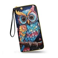 Jolamirel Color Owl Wallet for Women Novelty Painting Owl Birds Large Capacity Credit Card Holder, V