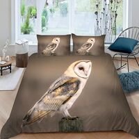 GIPNIAU Bedding Western Barn Owl Queen 3D Bedspread Printed Owl Animal Duvet Cover Bedding Sets 3 Pi