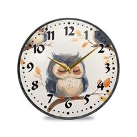 Msyxl Sleeping Owls Wall Clock 12 Inch Silent Non Ticking Battery Operated Analog Clocks for Office,
