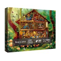 Bear Cabin Puzzles for Adults 1000 Pieces, Colorful Landscape Animal Art Jigsaw Puzzles, Beautiful B