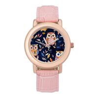 Colorful Owls and Leaves Classic Watches for Women Funny Graphic Ladies Wrist Watches Easy to Read