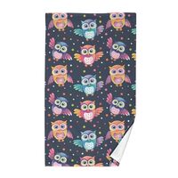 Colorful Owls Bath Towels for Bathroom Wash Cloth Absorbent Washcloths Cotton Face Towel Soft Feel Q