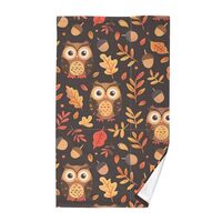 Owls Leaves Autumn Bath Towels for Bathroom Wash Cloth Cotton Washcloths Soft Feel Face Towel Quick-