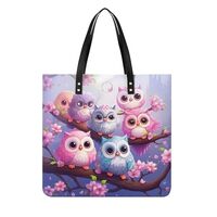 Cute Owls in Tree Tote Bags PU Leather Top Handle Satchel Handbags Shoulder Bags Travel Purse for Wo