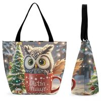 TKJMCSW Owl Cup Bag for Women Tote Bag with Zipper Handbag for Travel Work Grocery Bag Shopping Bag