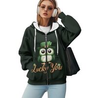 GWDDCMGYH Women’s Long Sleeve Sweatshirt with Pockets, Cute Owl Print Zipper Drawstring Tops C