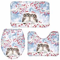 Goricna Christmas Bathroom Rugs Sets 3 Piece Owls on The Branch Bathroom Mats Set with Toilet Seat C