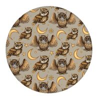 2 PCS Small Gaming Mouse Pad - Moon Stars Owls Round Rubber Base Desk Mat, Desk Pad with Stitched Ed