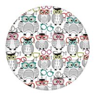 2 PCS Small Gaming Mouse Pad - Owl with Glasses Round Rubber Base Desk Mat, Desk Pad with Stitched E