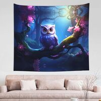 PHAYAH Cartoon Cute Owl Wall Hanging Tapestry Applies To Home Decor Living Room Bedroom Decoration C
