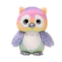 10.5” Rainbow Sherbet Owl Plush Toy - Colorful Standing Stuffed Animal with Glitter Accents, G