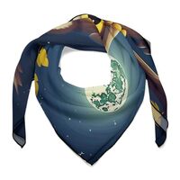 FZQVSWTX Silk Scarf for Women Square Owl And Yellow Moon Fashion Printed for Headscarf And Neck Scar