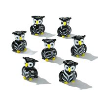 Stiesy 10 Pcs Lampwork Black Owl Beads Cute 3D Animal Spacer Beads Handmade Lampwork Beads DIY Craft