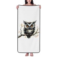 VOSERY Bath Towels 27 x 55 Inches, Soft Highly Absorbent Large Bath Towels, Whimsical Owl On Branch 