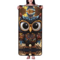 VOSERY Bath Towels 27 x 55 Inches, Soft Highly Absorbent Large Bath Towels, Quirky Owl with Glasses 