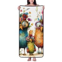 VOSERY Bath Towels 27 x 55 Inches, Soft Highly Absorbent Large Bath Towels, Whimsical Owl Family Flo