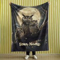 Personalized Owl Blanket - Soft Fleece Throw with Charming Owls - Nursery Decor and Gift for Young O