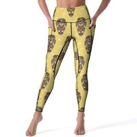 Indian Style Owl High Waisted Leggings for Women, Comfy Yoga Pants Workout Leggings with Pockets